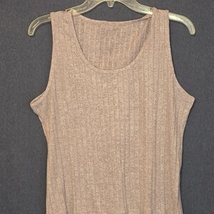 Women's Sleeveless Ribbed Top - Brown